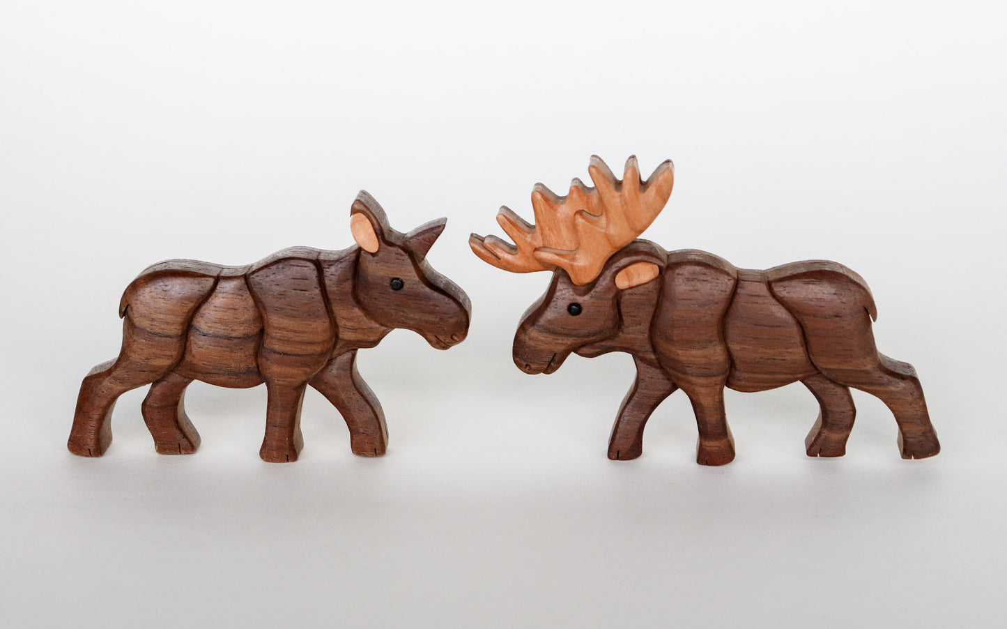 Moose Wood Carved Intarsia Ornament / Magnet