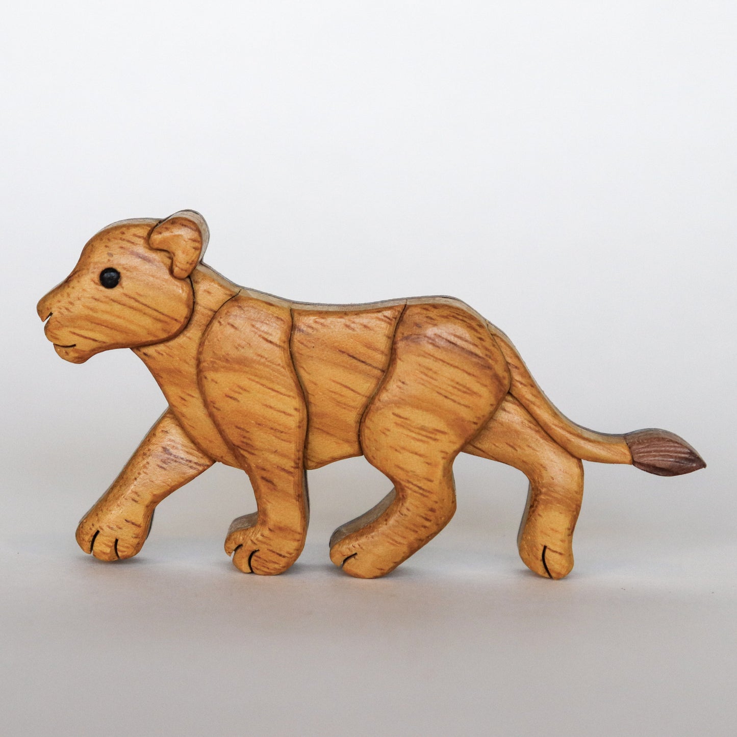 Lion wooden magnet or ornament, Wildlife wood carving , Handmade collectable ornament, Scroll saw art