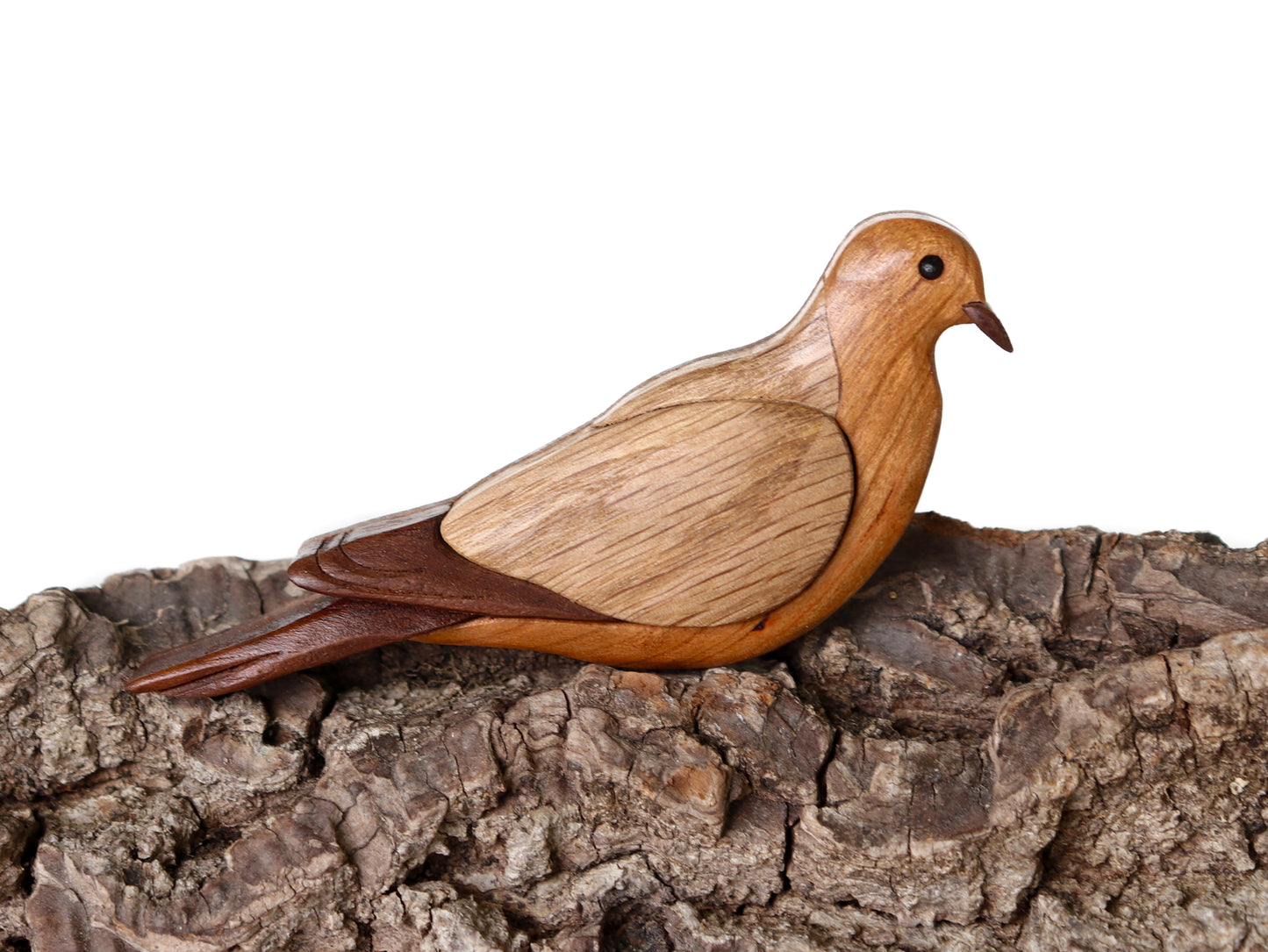 Mourning dove wooden magnet / ornament, Miniature animal spring decor, Scroll saw art, Intarsia woodworking bird