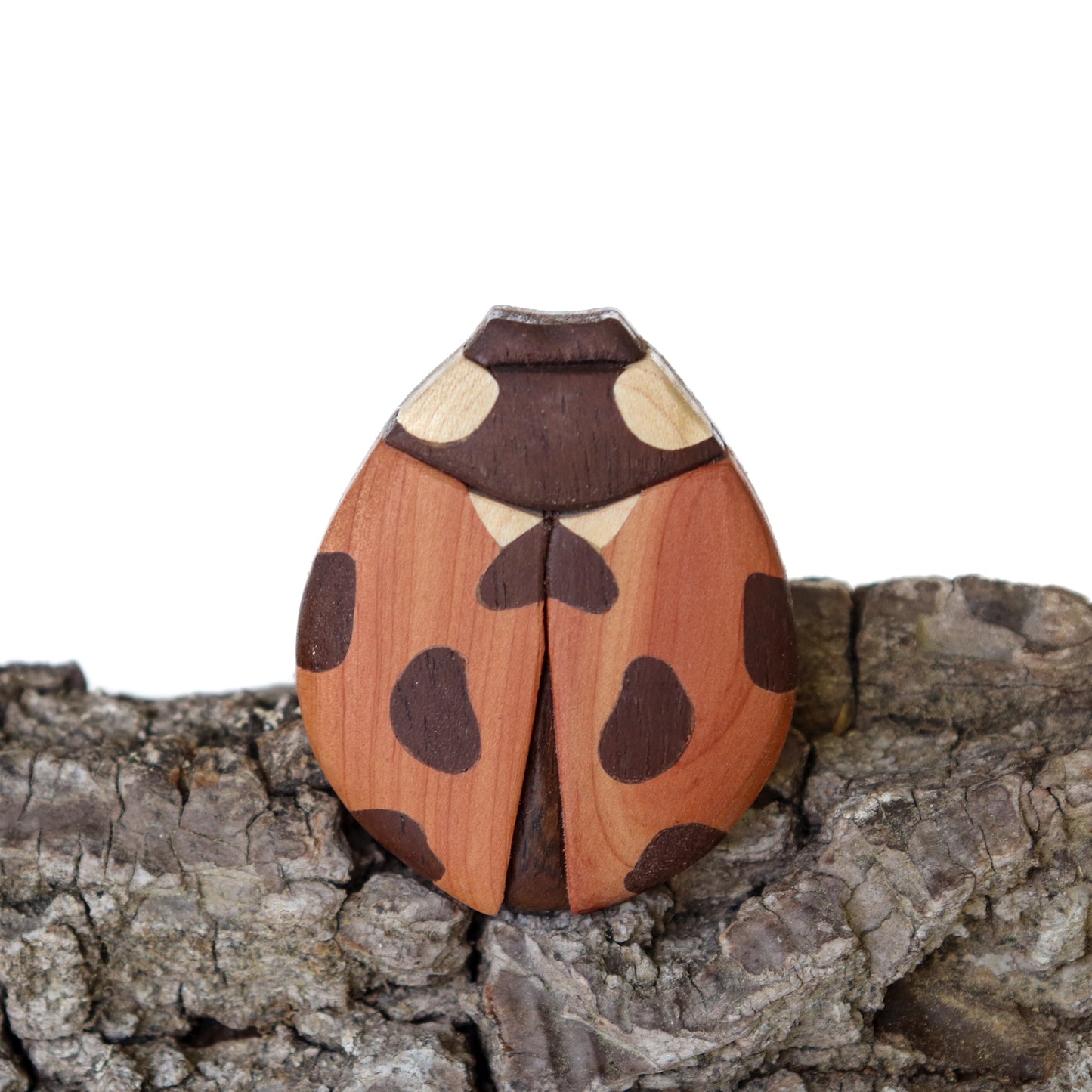 Ladybug Christmas ornament or magnet, intarsia wood art, Personalized wood carving, Collectable wooden ornament, Garden friend