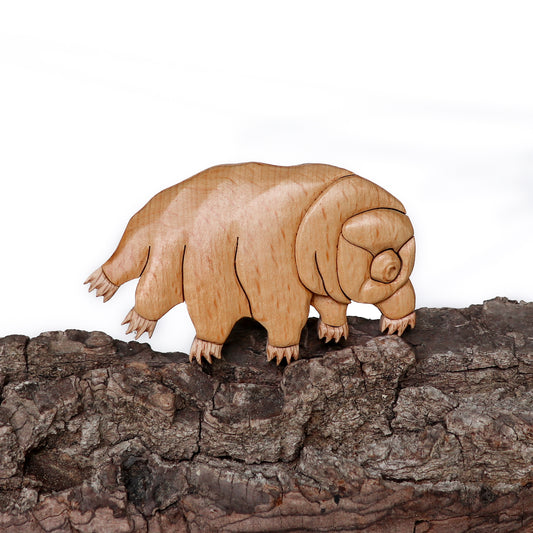 Tardigrade wooden magnet / ornament, Water bear wood carving, Scroll saw art, Intarsia woodworking, Microscopic organism