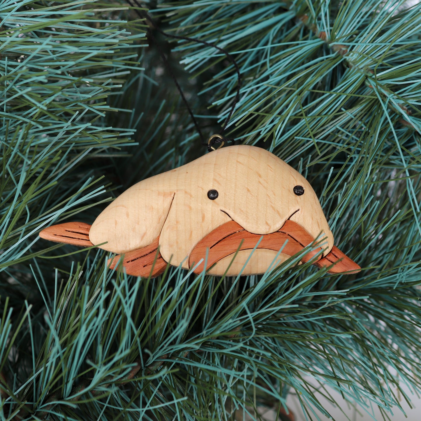 Blobfish Wood Carved Intarsia Ornament / Magnet