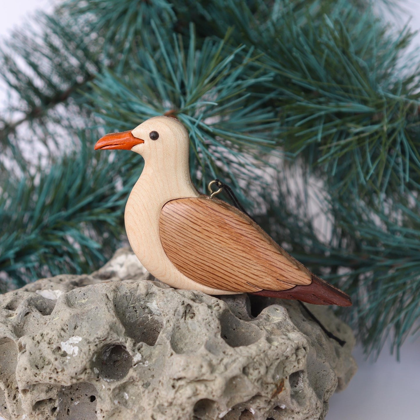 Seagull Wood Carved Intarsia Ornament / Magnet